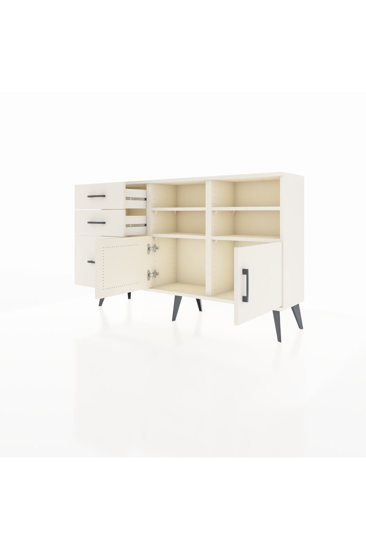 Arges Konsol 4 Raflı 3 Çekmeceli 2 Kapaklı 132x30x83 - S144M050V04A