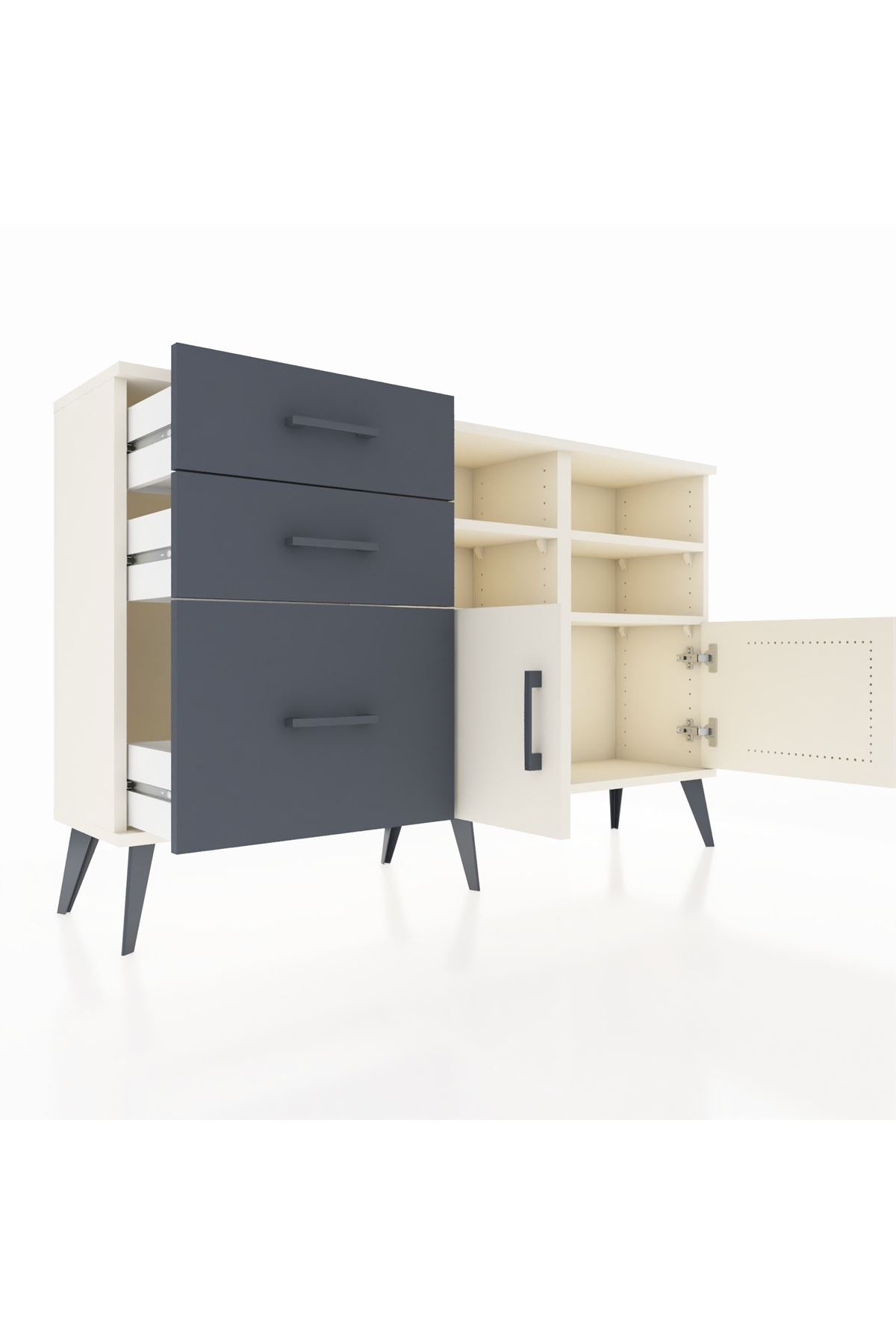 Arges Konsol 4 Raflı 3 Çekmeceli 2 Kapaklı 132x30x83 - S144M050V05A