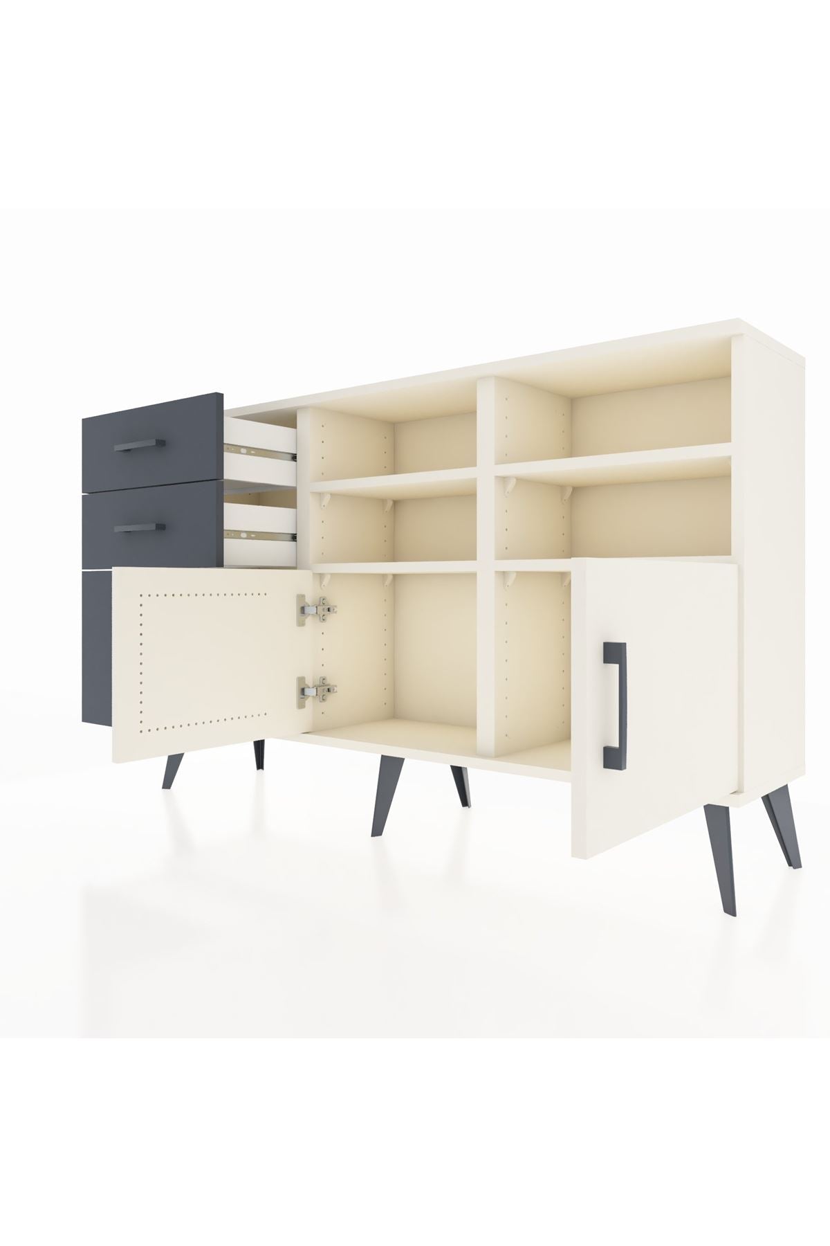 Arges Konsol 4 Raflı 3 Çekmeceli 2 Kapaklı 132x30x83 - S144M050V05A