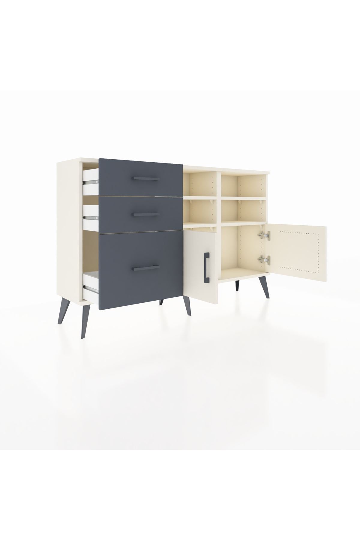 Arges Konsol 4 Raflı 3 Çekmeceli 2 Kapaklı 132x30x83 - S144M050V05A