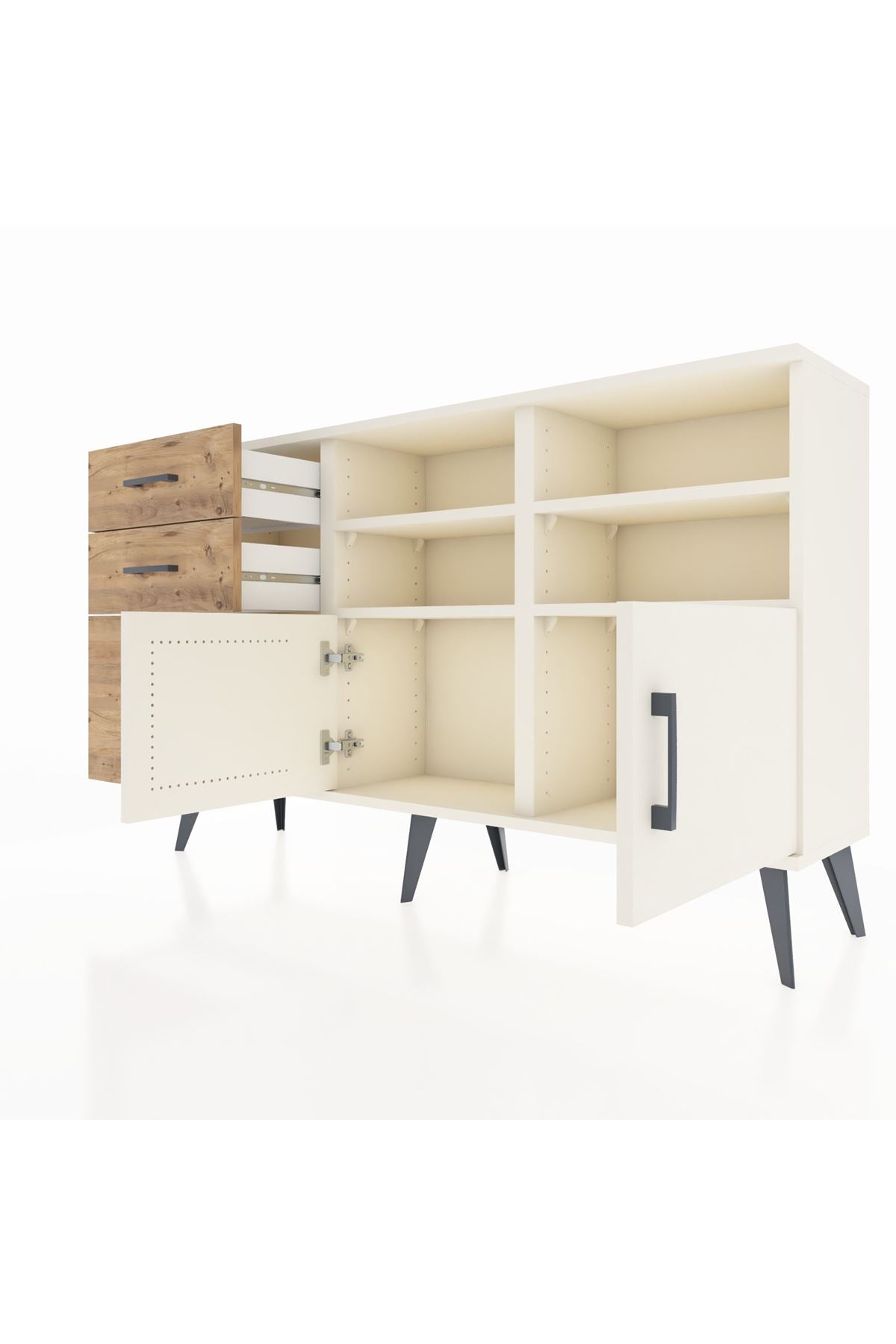 Arges Konsol 4 Raflı 3 Çekmeceli 2 Kapaklı 132x30x83 - S144M050V06A