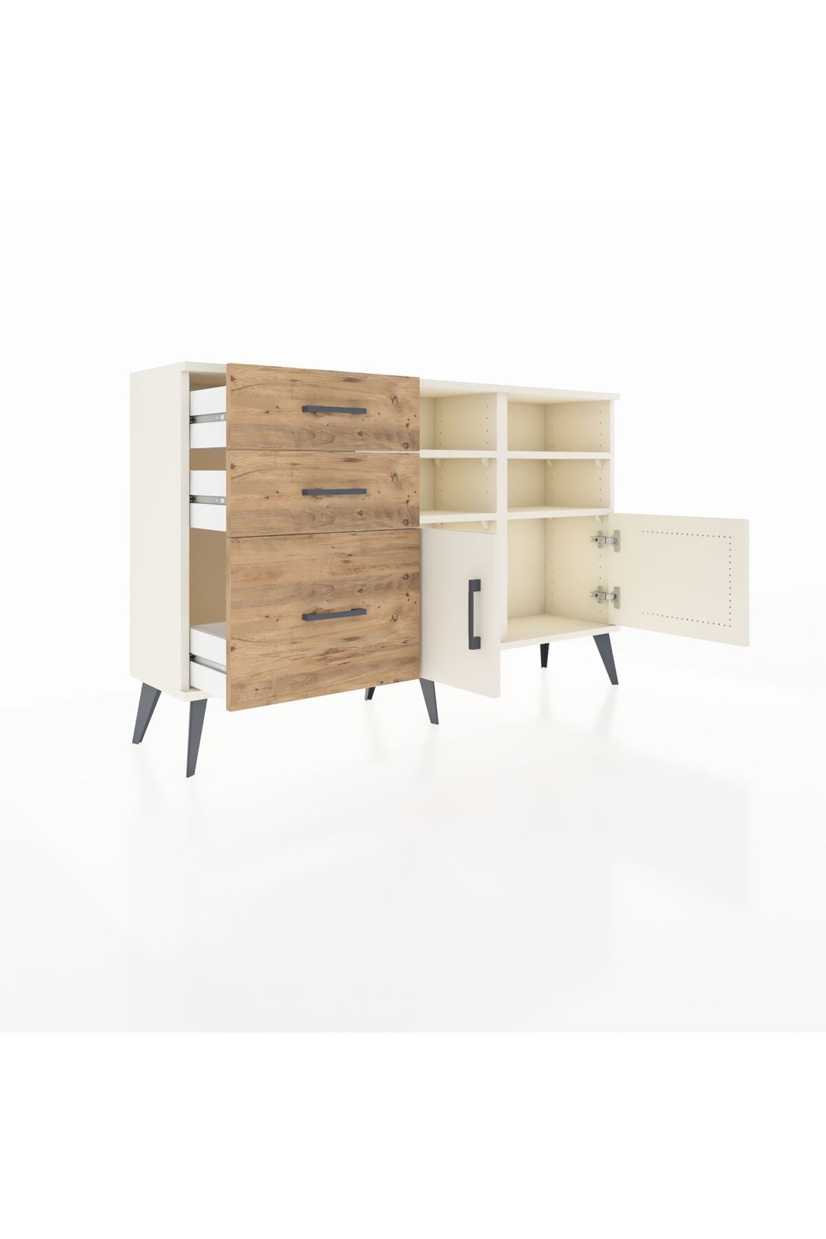 Arges Konsol 4 Raflı 3 Çekmeceli 2 Kapaklı 132x30x83 - S144M050V06A