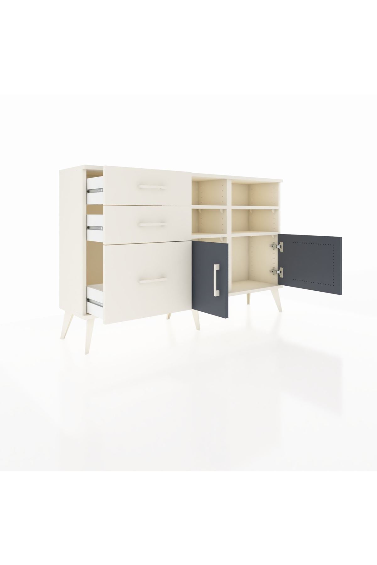 Arges Konsol 4 Raflı 3 Çekmeceli 2 Kapaklı 132x30x83 - S144M050V07A