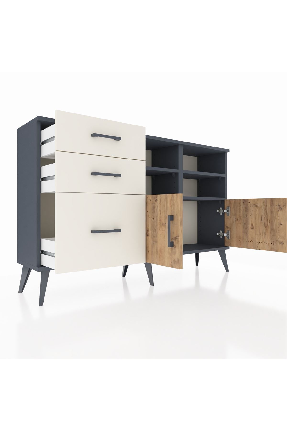 Arges Konsol 4 Raflı 3 Çekmeceli 2 Kapaklı 132x30x83 - S144M050V10A