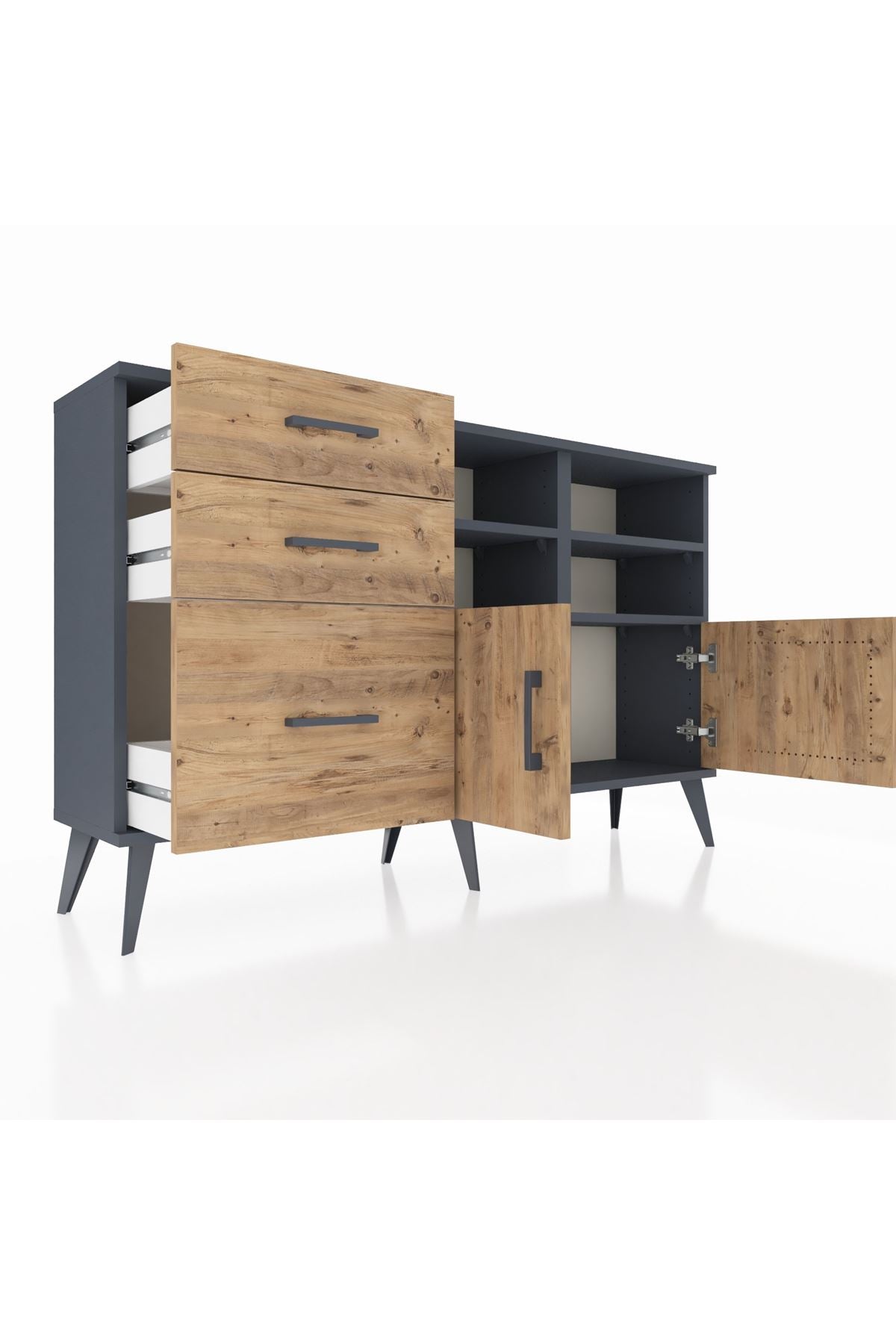 Arges Konsol 4 Raflı 3 Çekmeceli 2 Kapaklı 132x30x83 - S144M050V12A