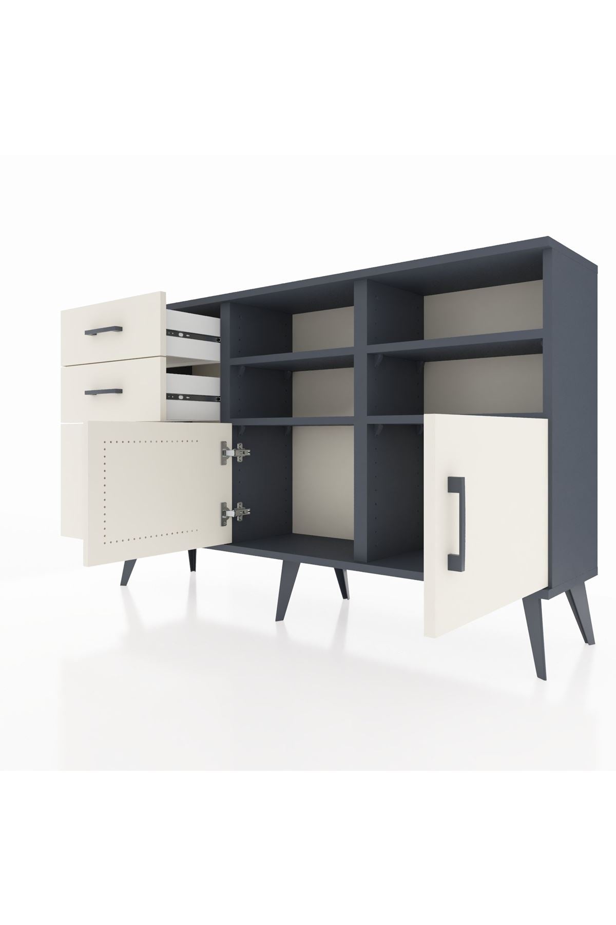 Arges Konsol 4 Raflı 3 Çekmeceli 2 Kapaklı 132x30x83 - S144M050V13A