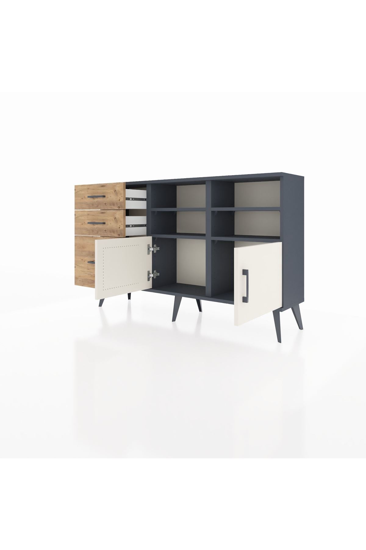 Arges Konsol 4 Raflı 3 Çekmeceli 2 Kapaklı 132x30x83 - S144M050V15A