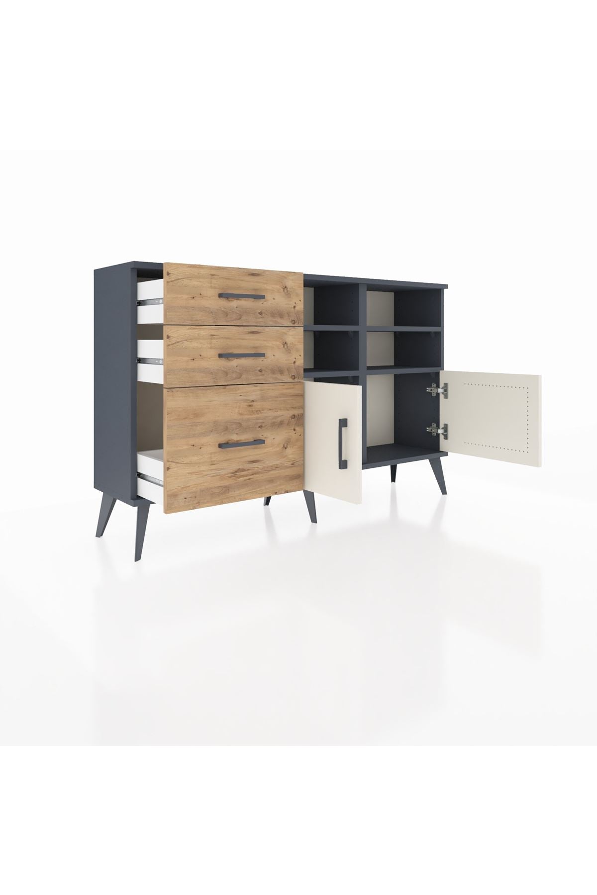 Arges Konsol 4 Raflı 3 Çekmeceli 2 Kapaklı 132x30x83 - S144M050V15A