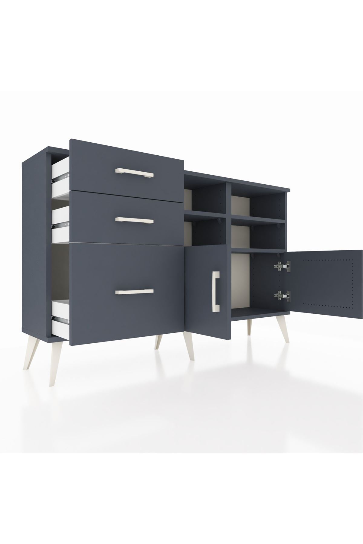 Arges Konsol 4 Raflı 3 Çekmeceli 2 Kapaklı 132x30x83 - S144M050V17A