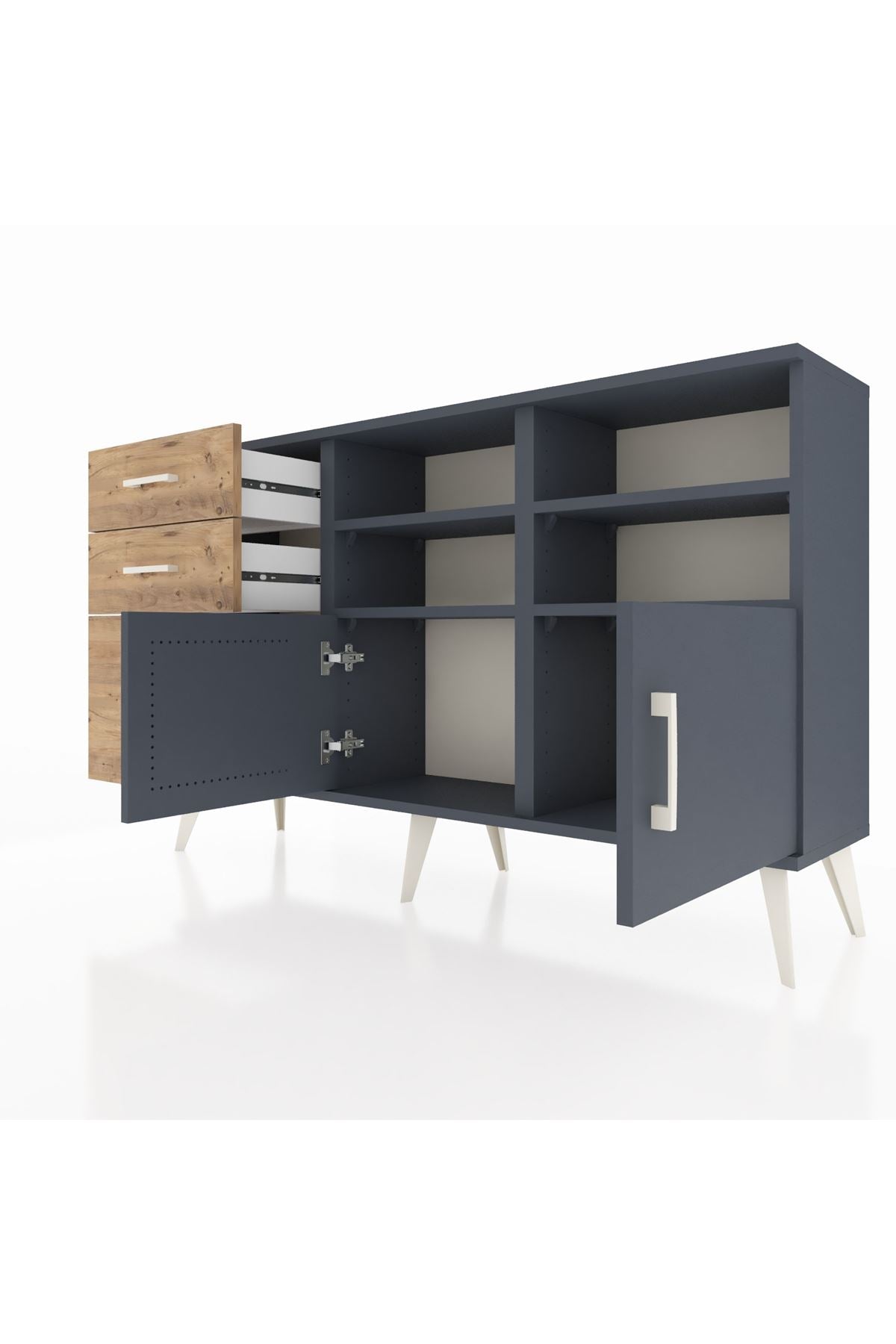 Arges Konsol 4 Raflı 3 Çekmeceli 2 Kapaklı 132x30x83 - S144M050V18A