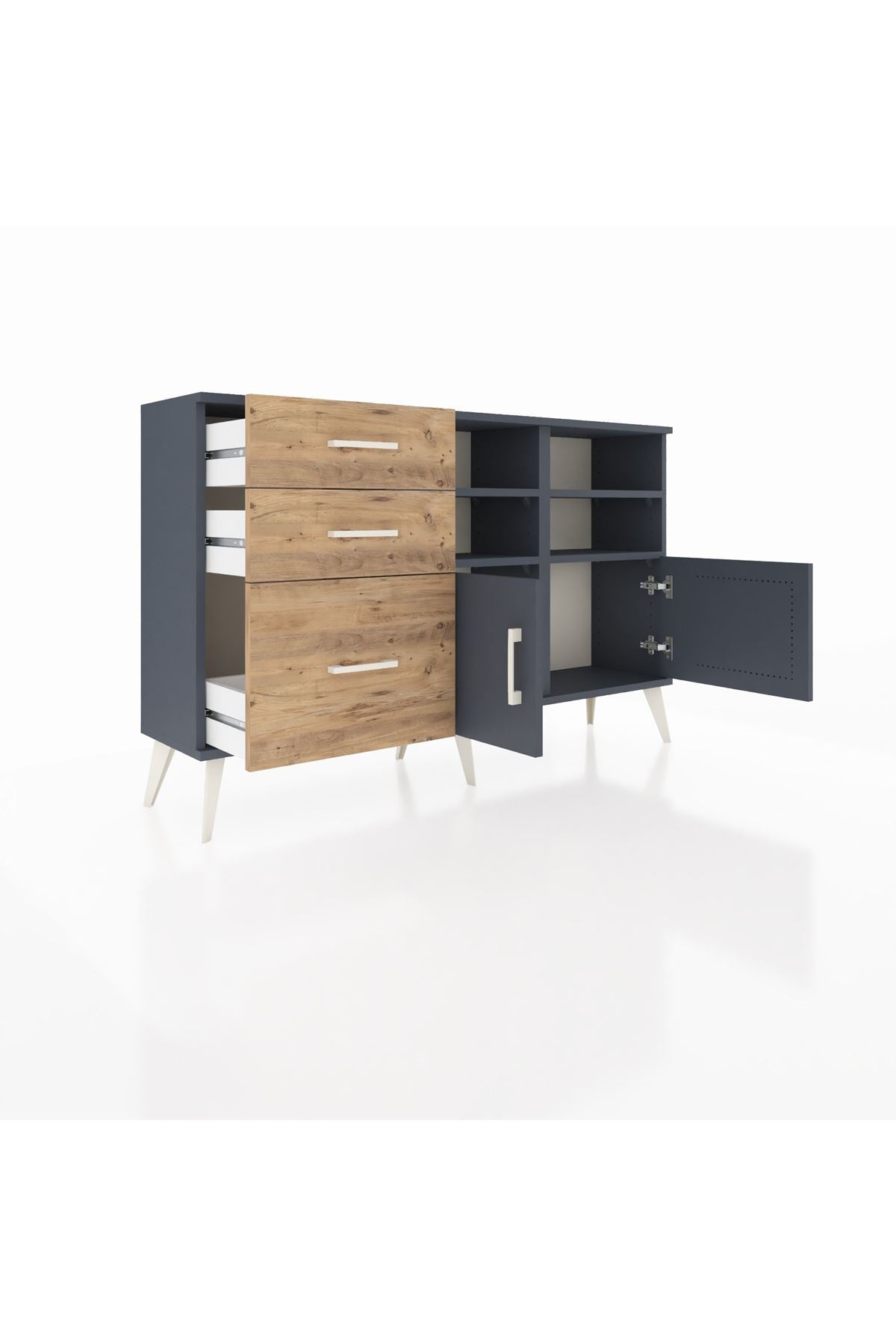 Arges Konsol 4 Raflı 3 Çekmeceli 2 Kapaklı 132x30x83 - S144M050V18A