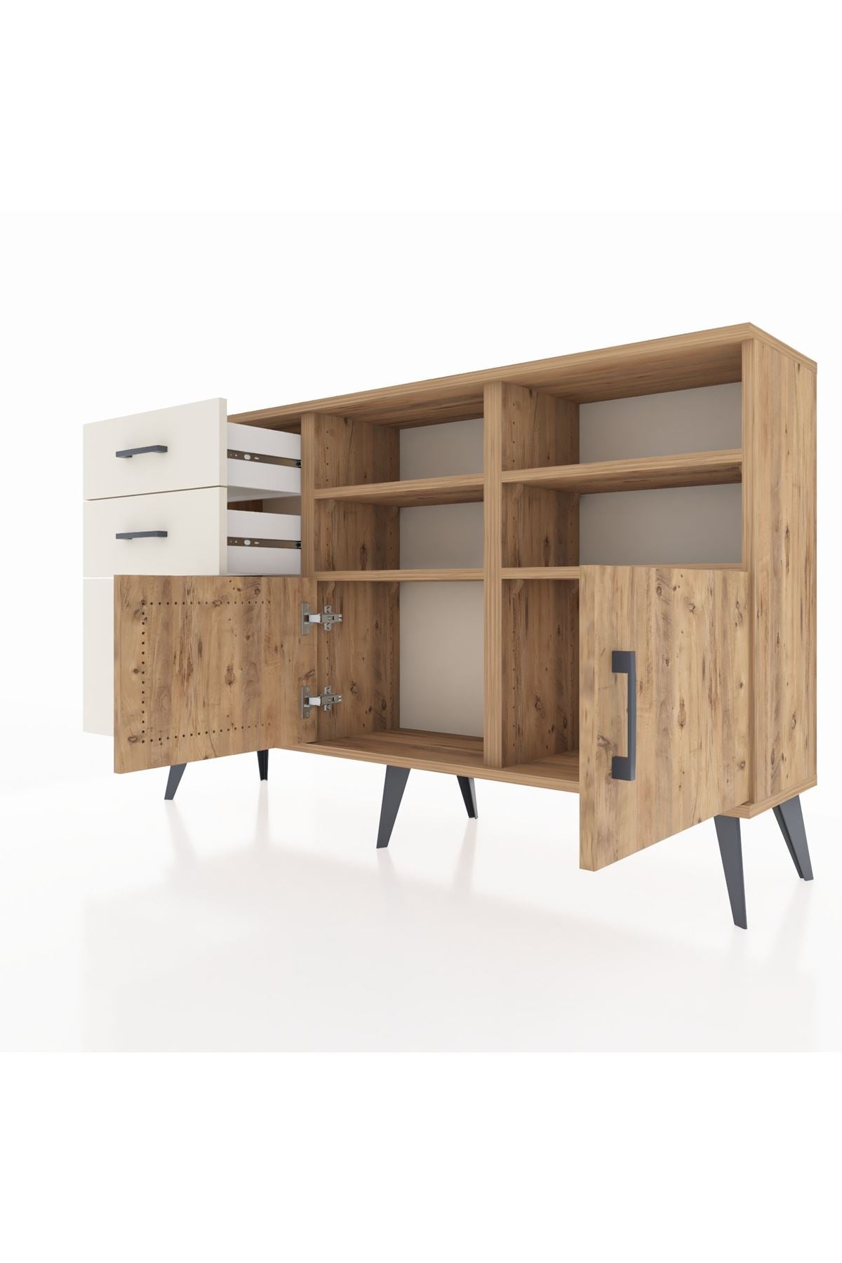Arges Konsol 4 Raflı 3 Çekmeceli 2 Kapaklı 132x30x83 - S144M050V19A