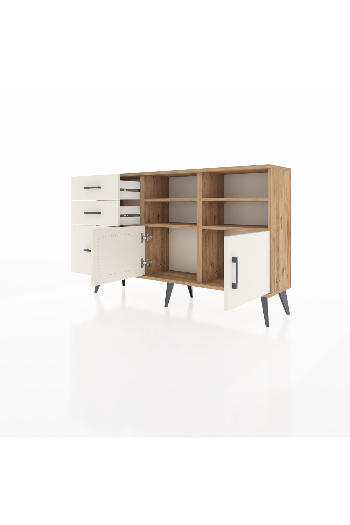 Arges Konsol 4 Raflı 3 Çekmeceli 2 Kapaklı 132x30x83 - S144M050V22A