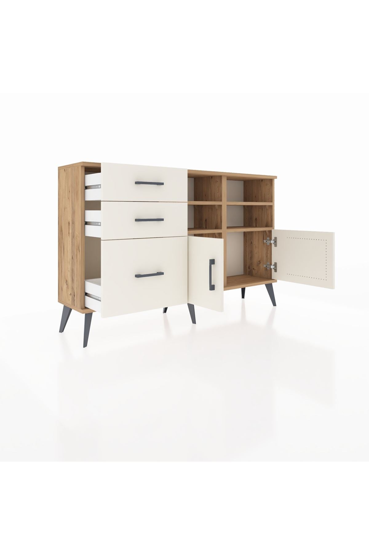 Arges Konsol 4 Raflı 3 Çekmeceli 2 Kapaklı 132x30x83 - S144M050V22A