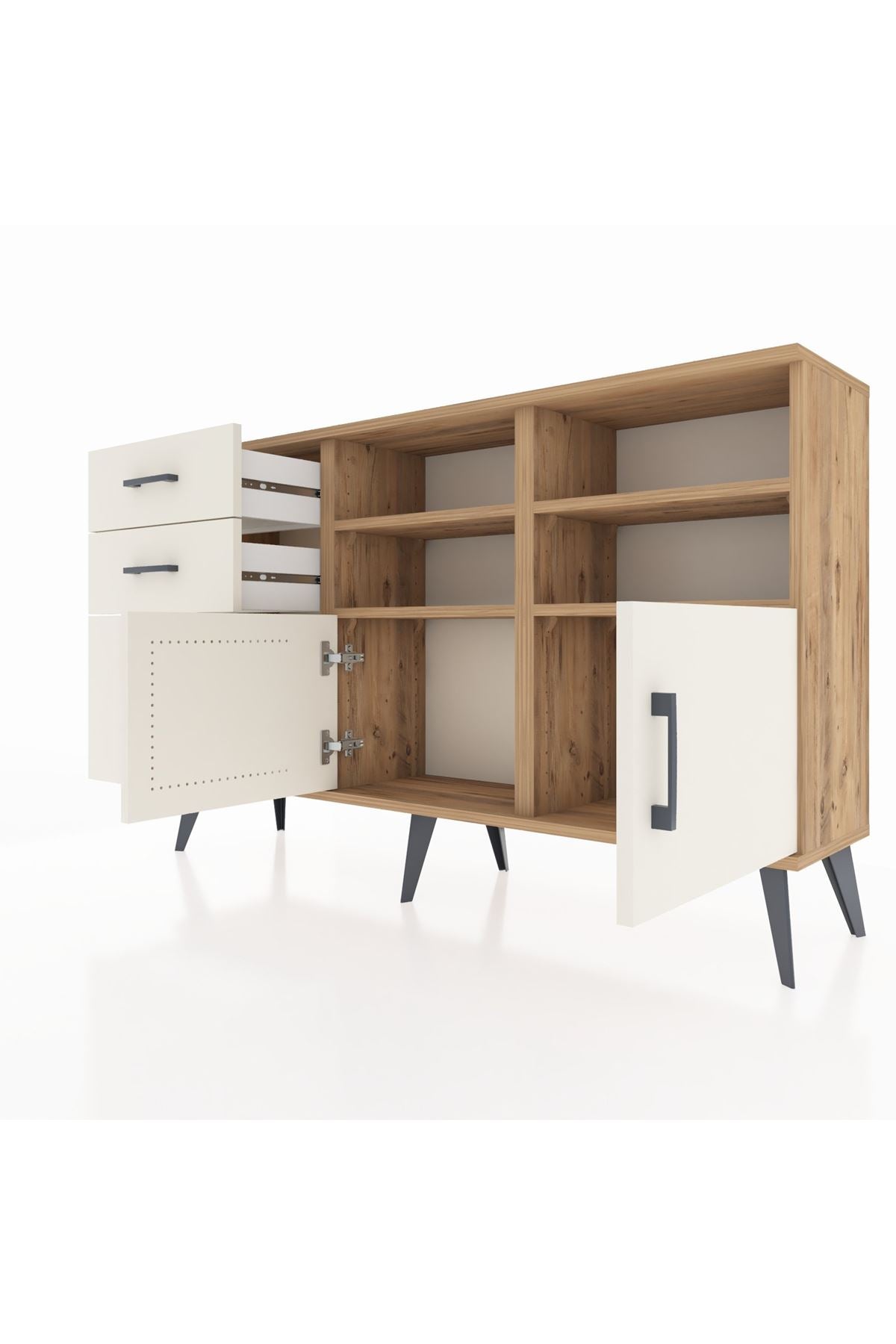 Arges Konsol 4 Raflı 3 Çekmeceli 2 Kapaklı 132x30x83 - S144M050V22A