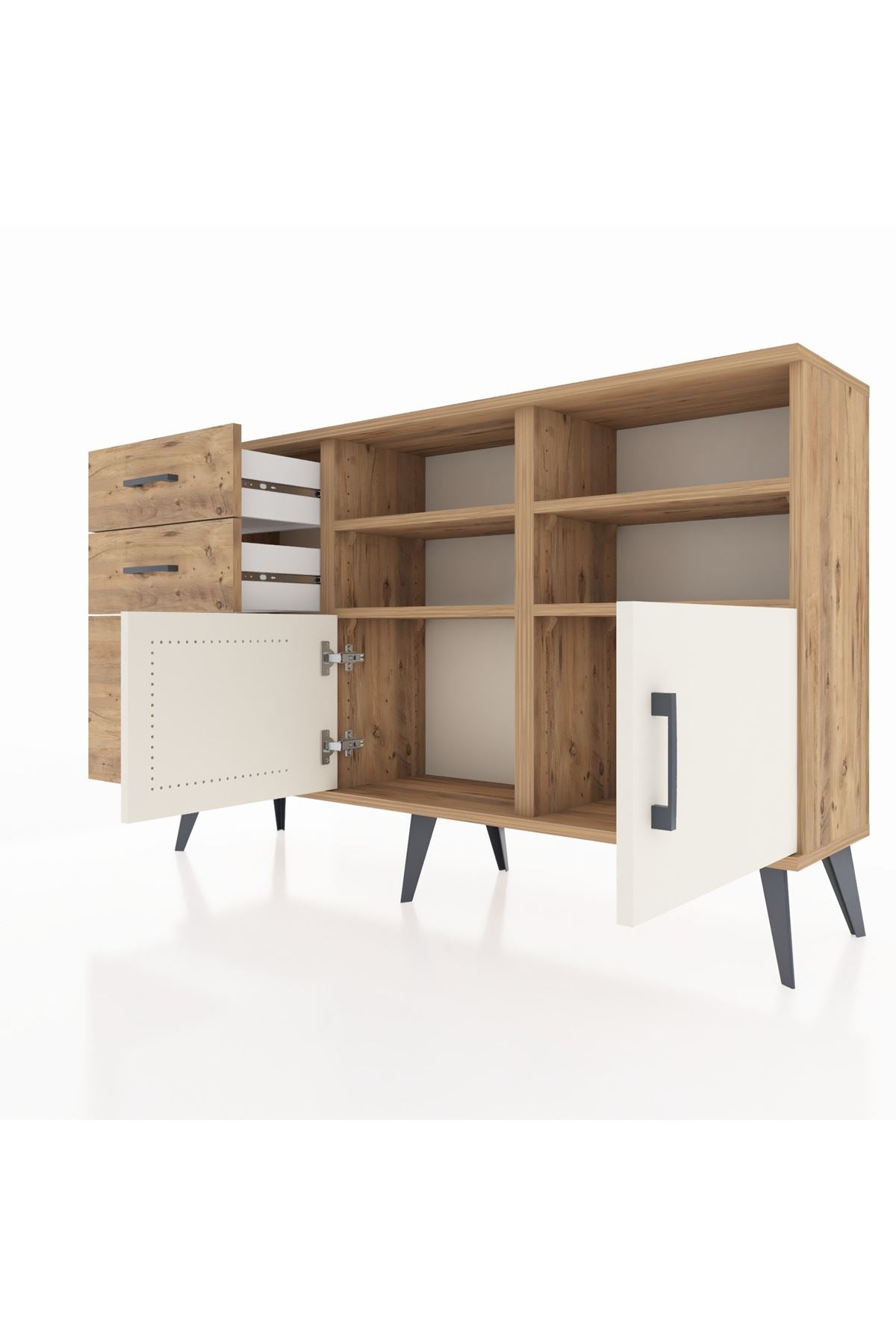 Arges Konsol 4 Raflı 3 Çekmeceli 2 Kapaklı 132x30x83 - S144M050V24A