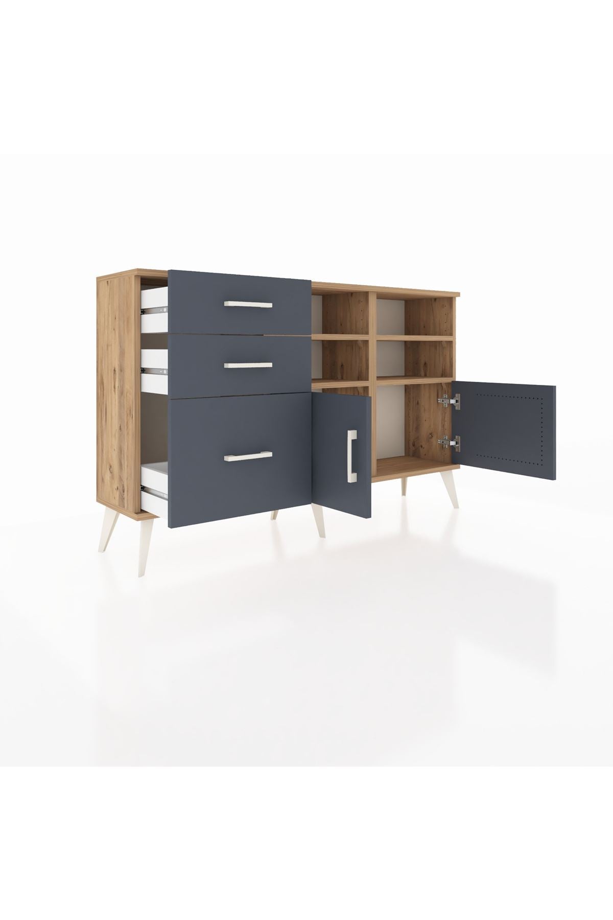 Arges Konsol 4 Raflı 3 Çekmeceli 2 Kapaklı 132x30x83 - S144M050V26A