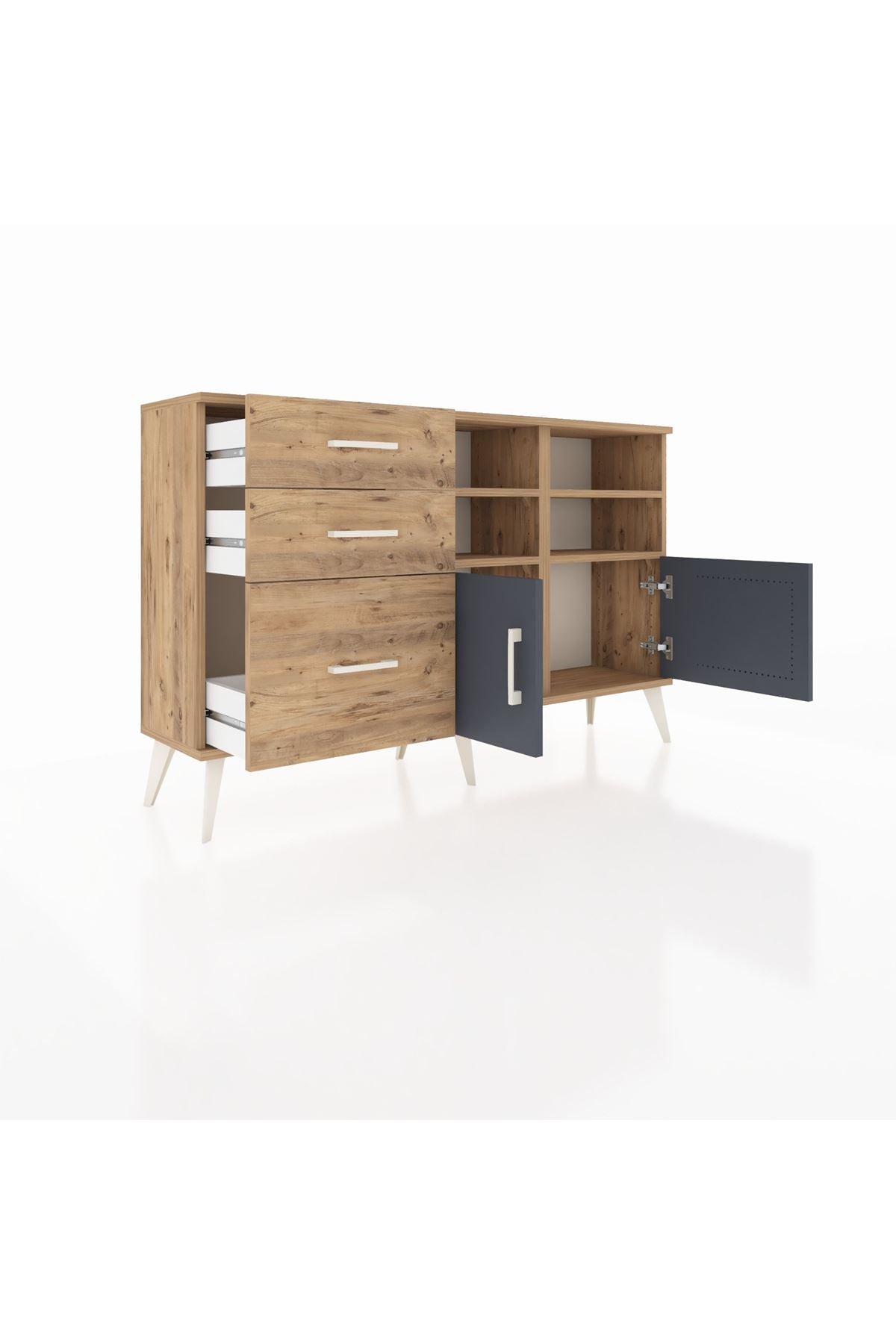 Arges Konsol 4 Raflı 3 Çekmeceli 2 Kapaklı 132x30x83 - S144M050V27A