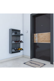 Dienni Ayakkabılık 3 Katlı Metal Antrasit Modern Tasarım Dayanıklı