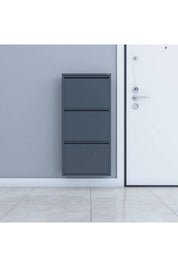 Dienni Ayakkabılık 3 Katlı Metal Antrasit Modern Tasarım Dayanıklı