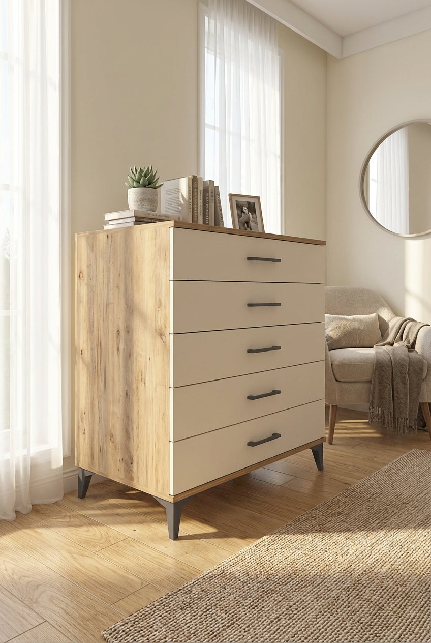 Kronos Şifonyer 5 Çekmeceli 88x59x96 Çam-Aytaşı