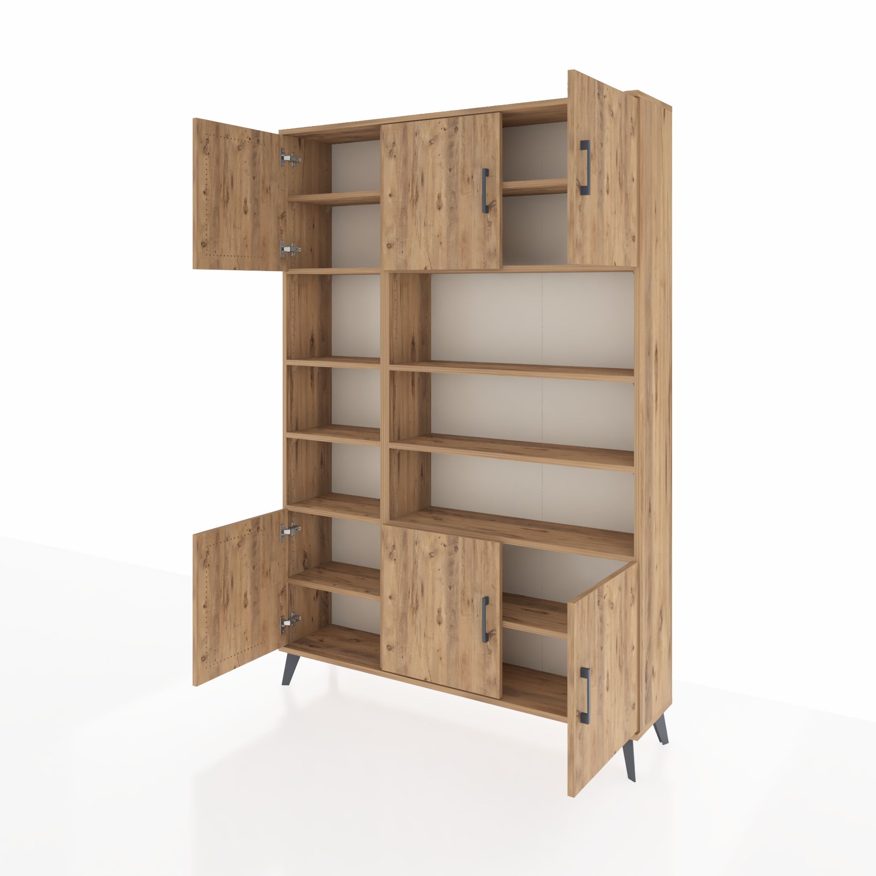 Karacalar Arges Dolap 12 Raflı 6 Kapaklı 132x30x195 Çam-Çam