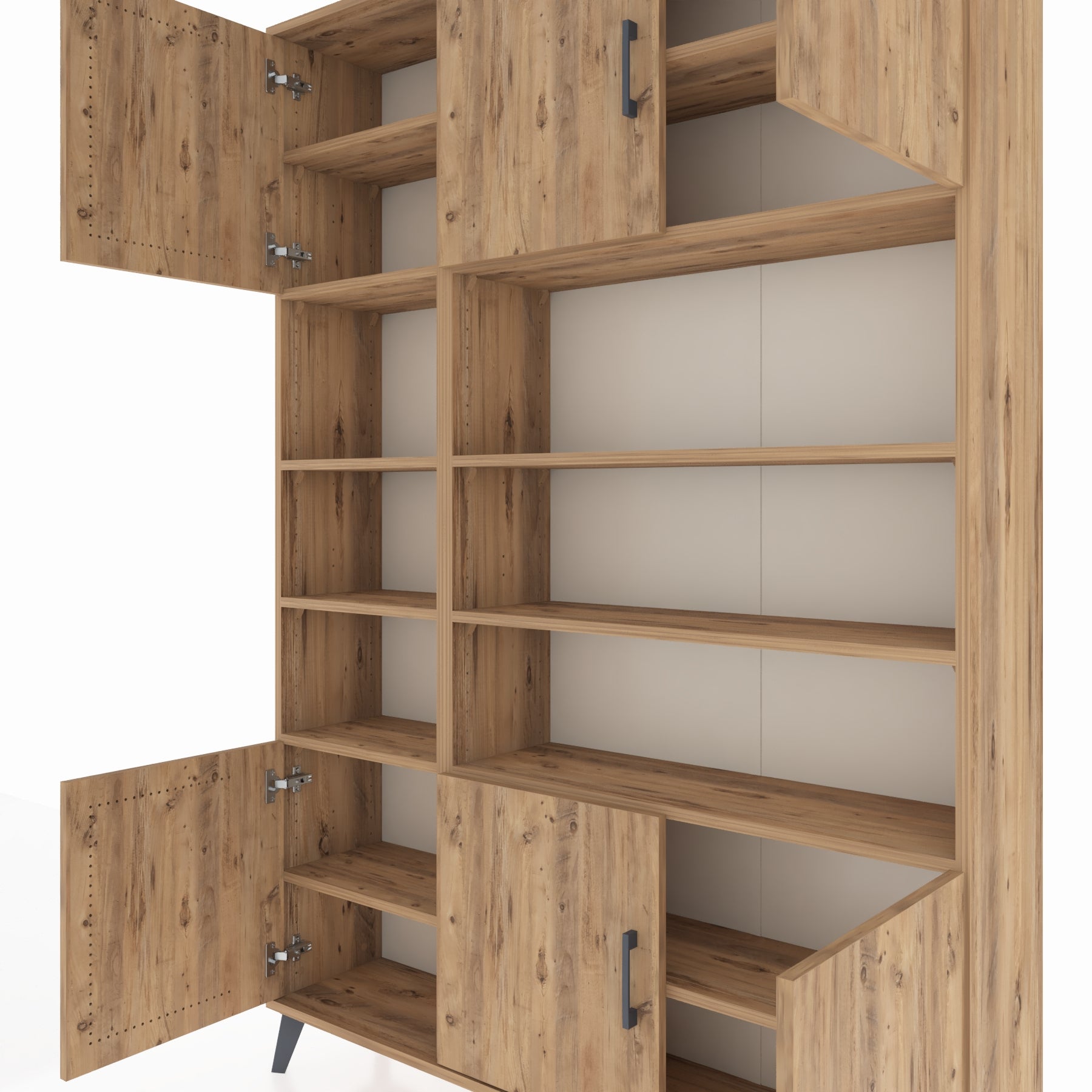 Karacalar Arges Dolap 12 Raflı 6 Kapaklı 132x30x195 Çam-Çam