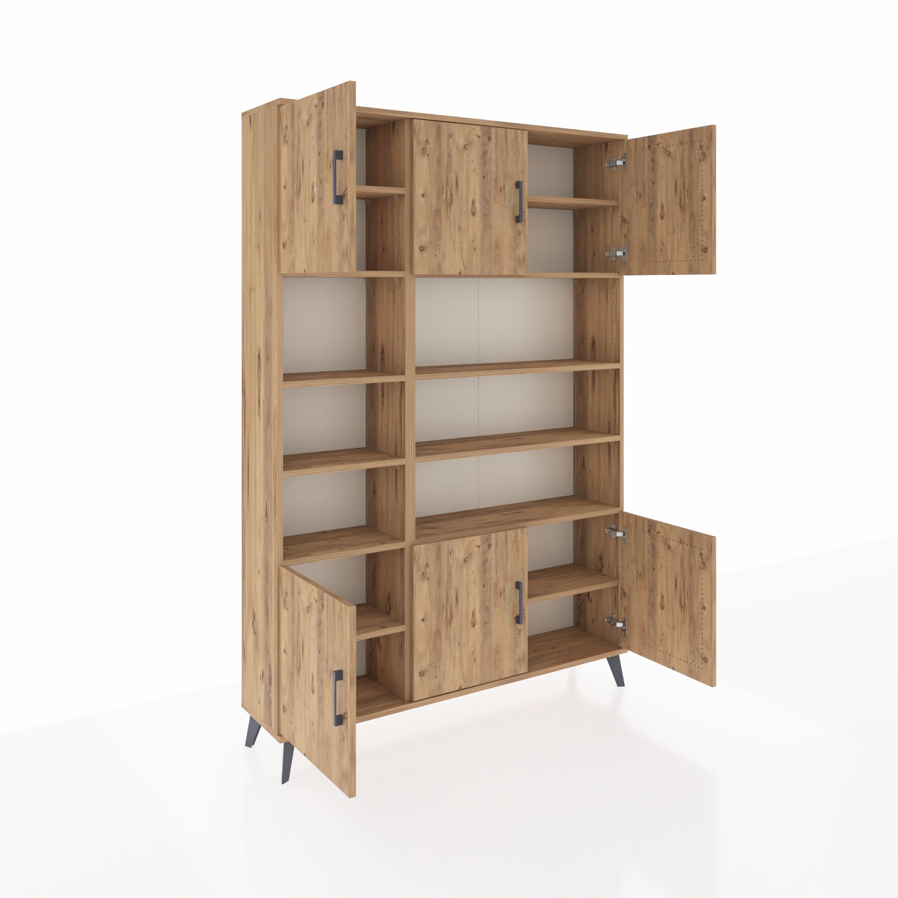 Karacalar Arges Dolap 12 Raflı 6 Kapaklı 132x30x195 Çam-Çam