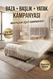 Yatak Baza Başlık Seti Sandıklı Metal Demonte Baza Seti