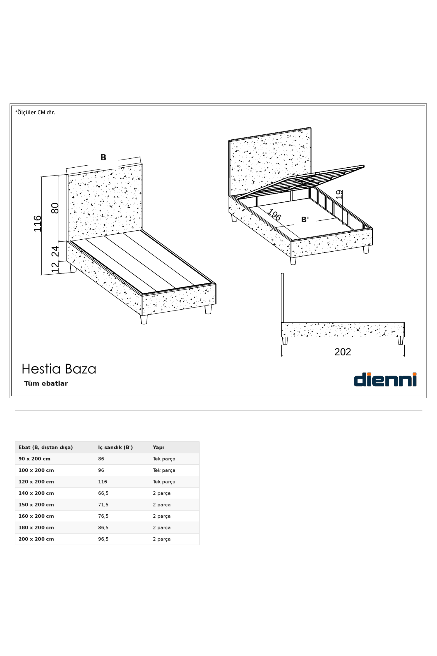 Dienni Hestia Çift Kişilik Modüler Demonte Değiştirilebilir Kumaşlı Sandıklı Metal Baza Başlık Seti - Bej